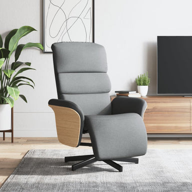 Fauteuil verstelbaar met voetensteun stof lichtgrijs