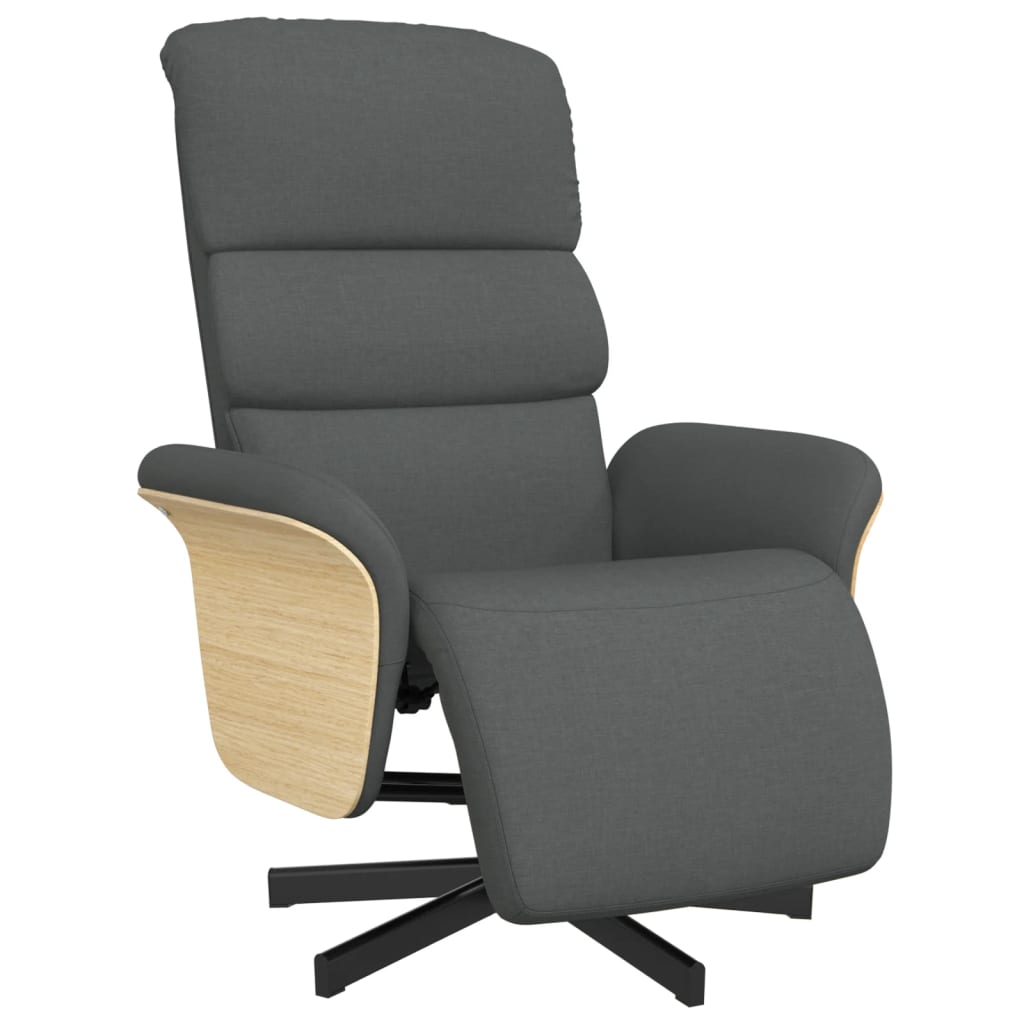 Fauteuil verstelbaar met voetensteun stof donkergrijs