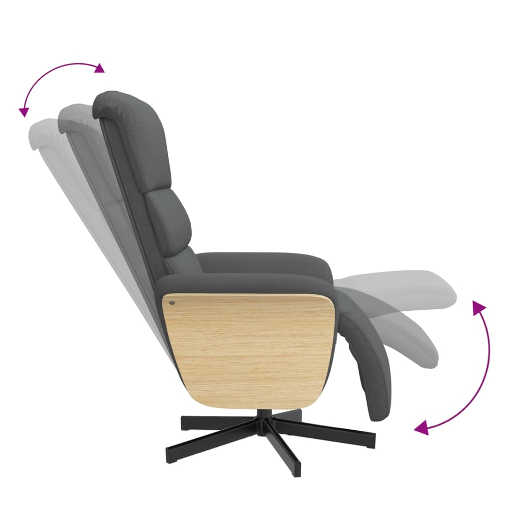 Fauteuil verstelbaar met voetensteun stof donkergrijs