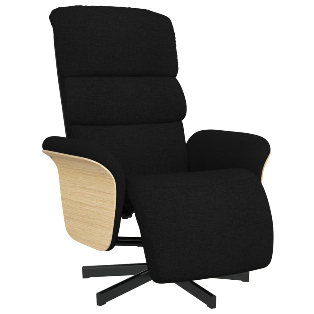 Fauteuil verstelbaar met voetensteun stof zwart