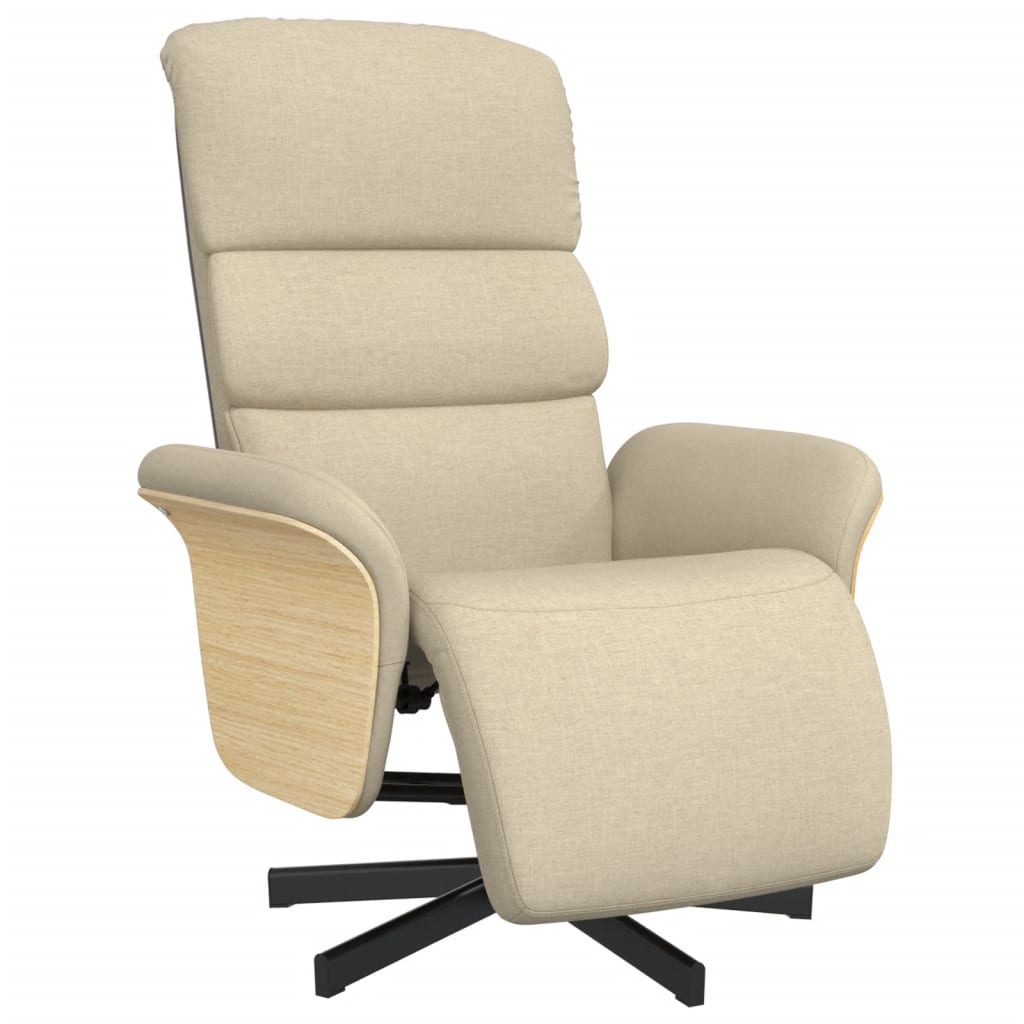 Fauteuil verstelbaar met voetensteun stof crèmekleurig
