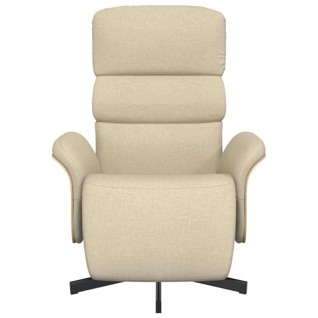 Fauteuil verstelbaar met voetensteun stof crèmekleurig