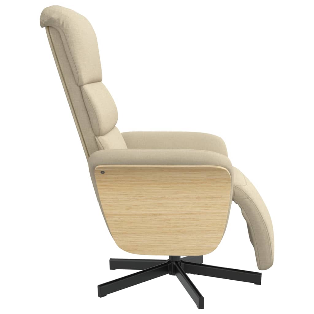 Fauteuil verstelbaar met voetensteun stof crèmekleurig