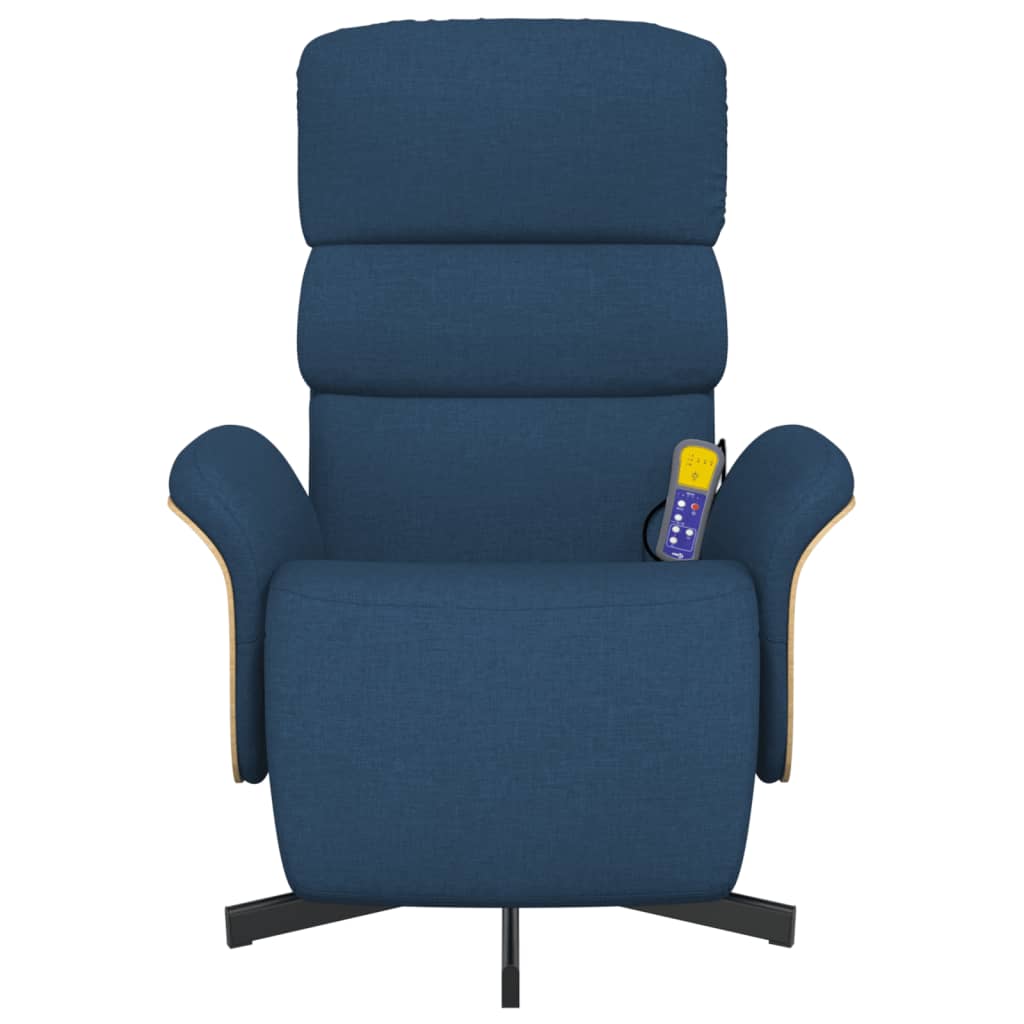 Massagestoel verstelbaar met voetensteun stof blauw