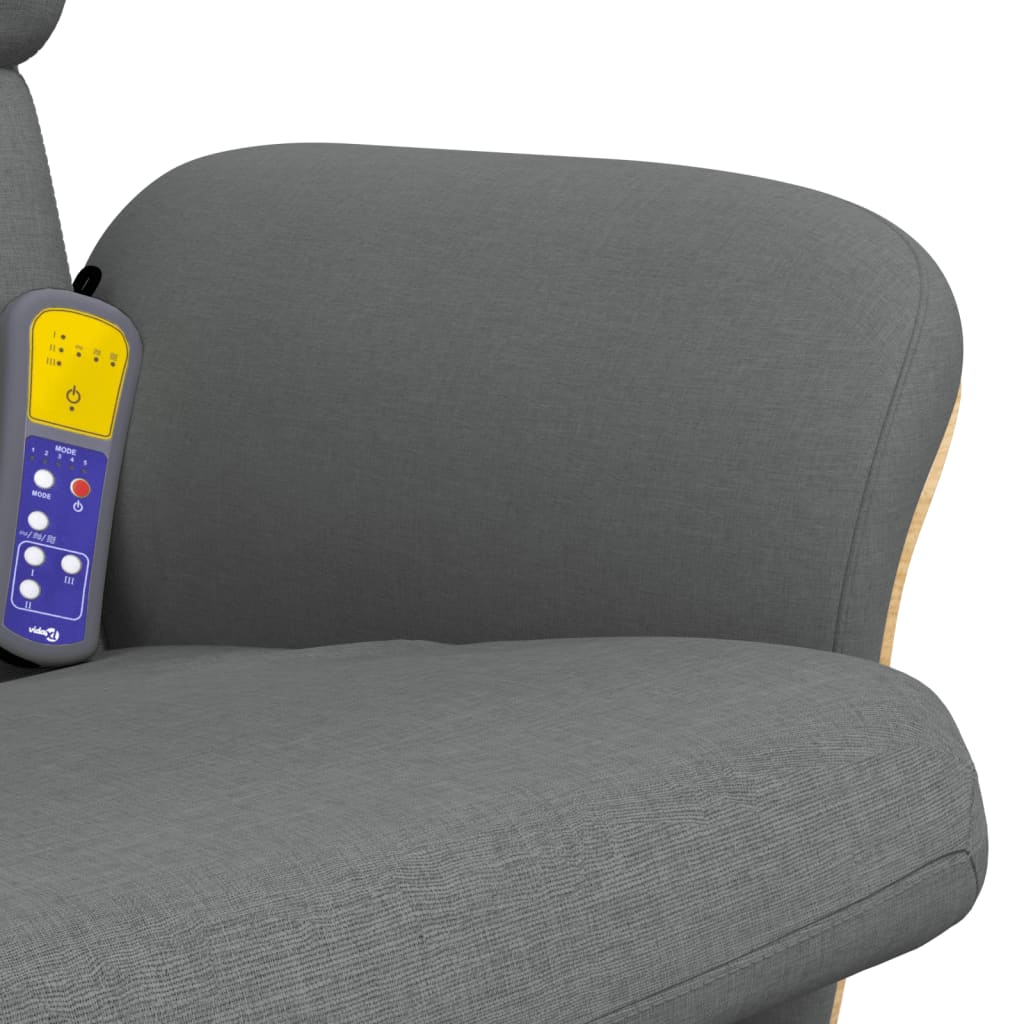 Massagestoel verstelbaar met voetenbank stof donkergrijs