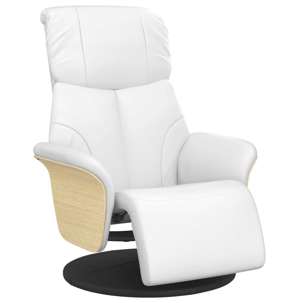 Fauteuil verstelbaar met voetensteun kunstleer wit