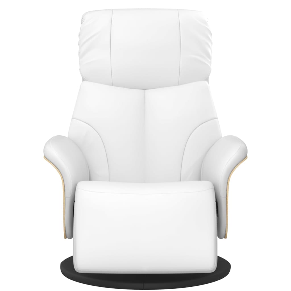 Fauteuil verstelbaar met voetensteun kunstleer wit