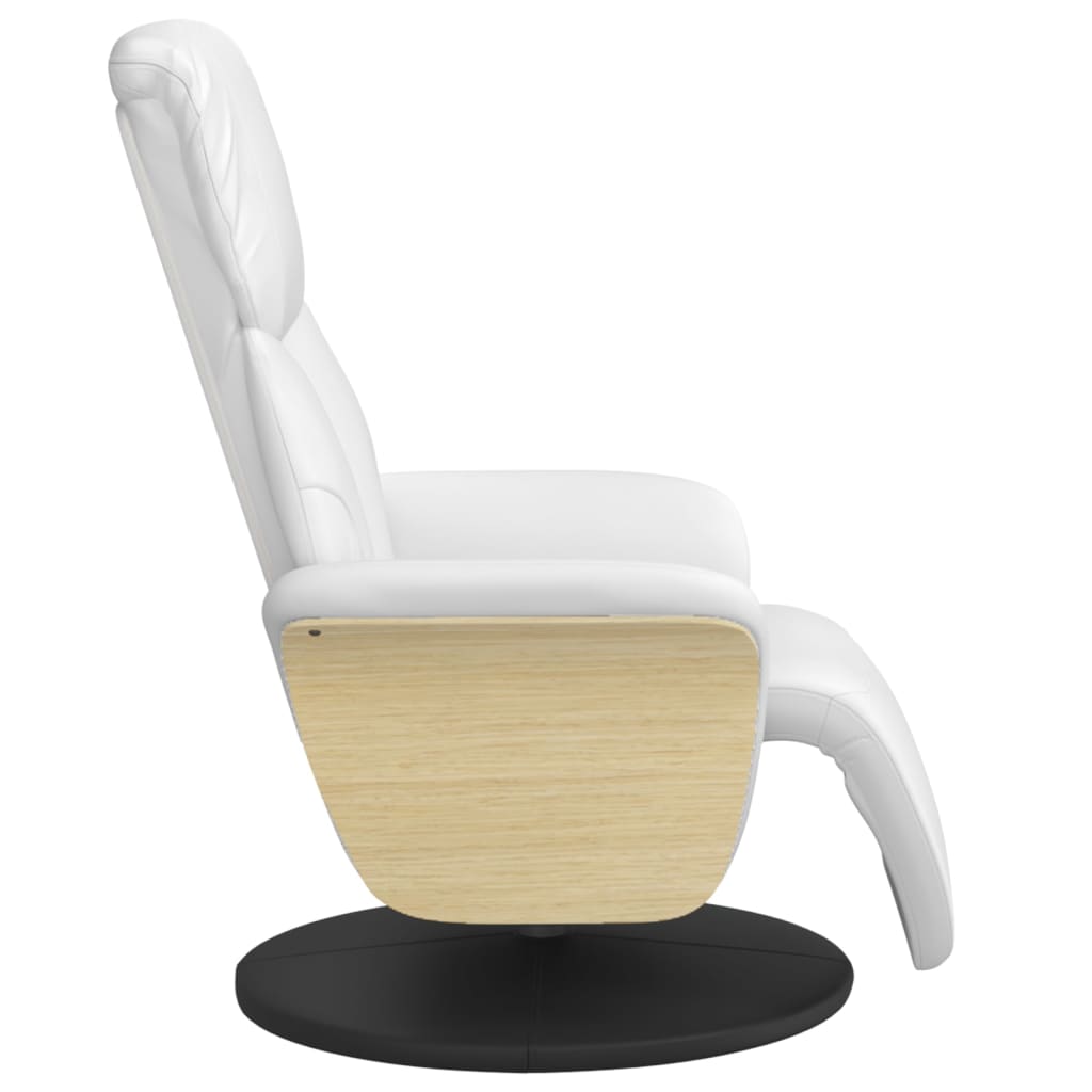 Fauteuil verstelbaar met voetensteun kunstleer wit