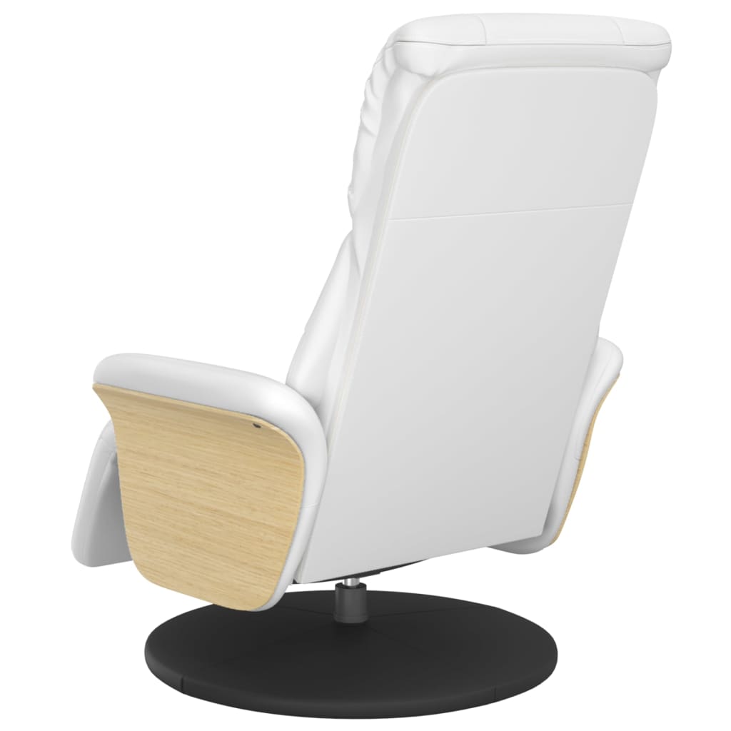 Fauteuil verstelbaar met voetensteun kunstleer wit