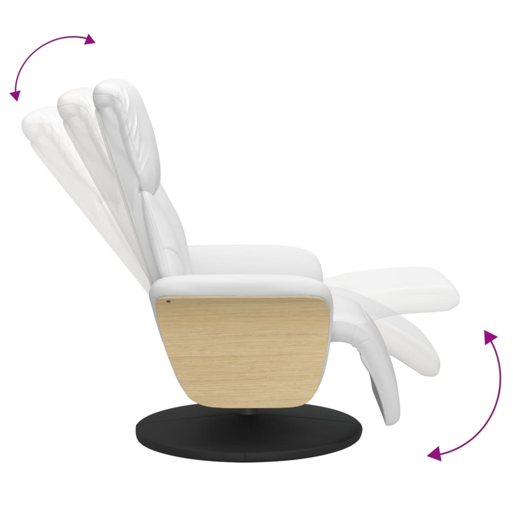 Fauteuil verstelbaar met voetensteun kunstleer wit