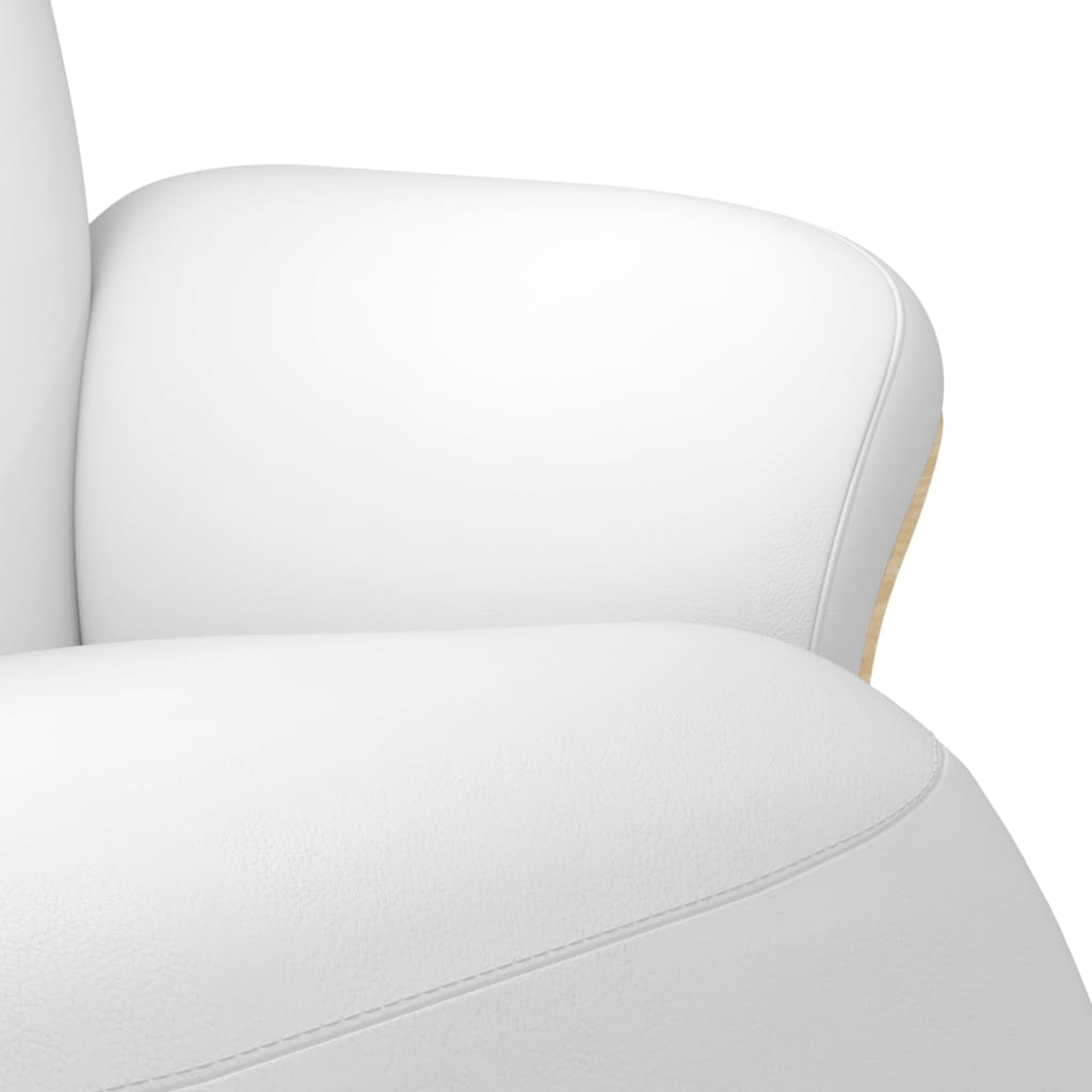 Fauteuil verstelbaar met voetensteun kunstleer wit