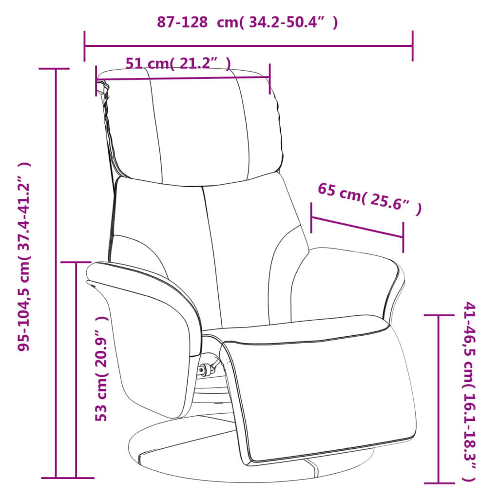 Fauteuil verstelbaar met voetensteun kunstleer wit