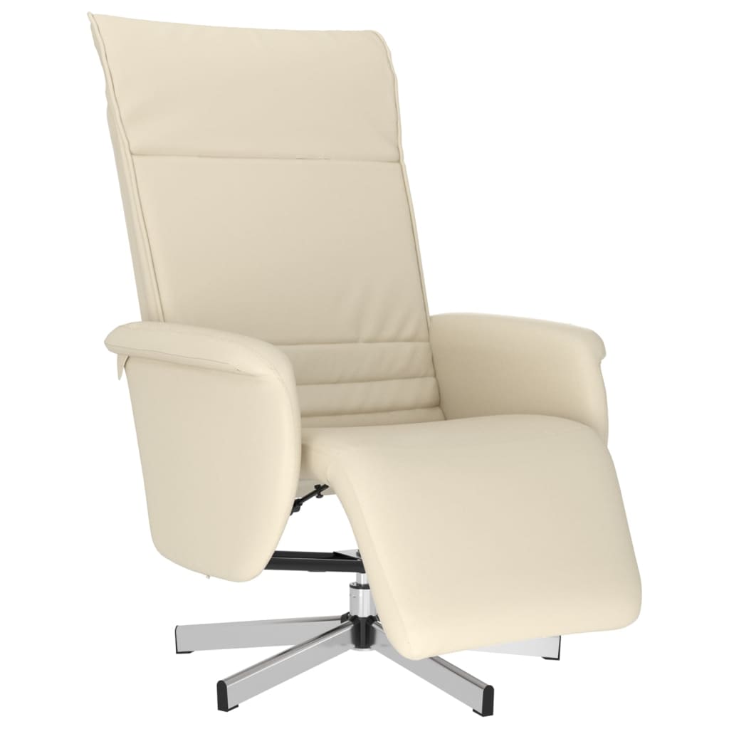 Fauteuil verstelbaar met voetensteun kunstleer crèmekleurig
