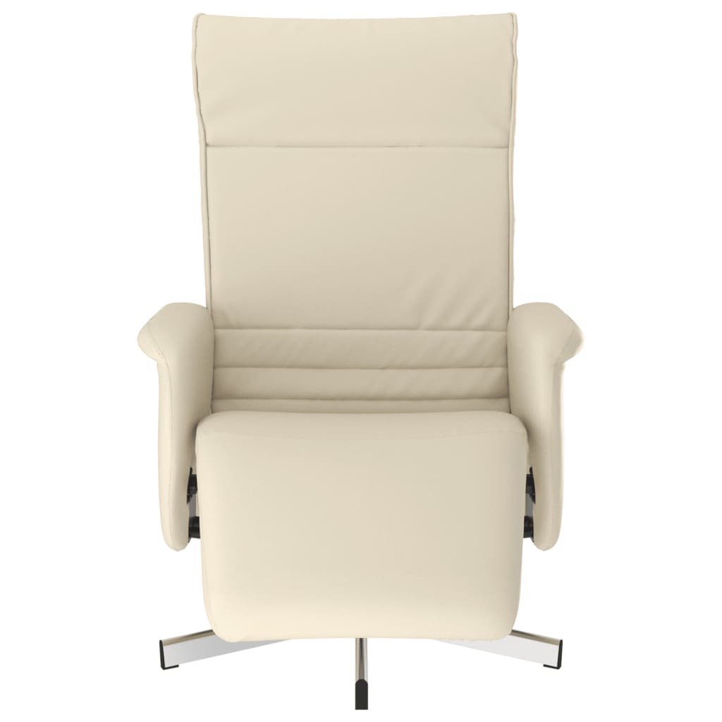 Fauteuil verstelbaar met voetensteun kunstleer crèmekleurig