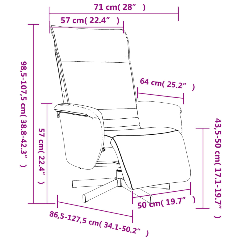 Fauteuil verstelbaar met voetensteun kunstleer bruin