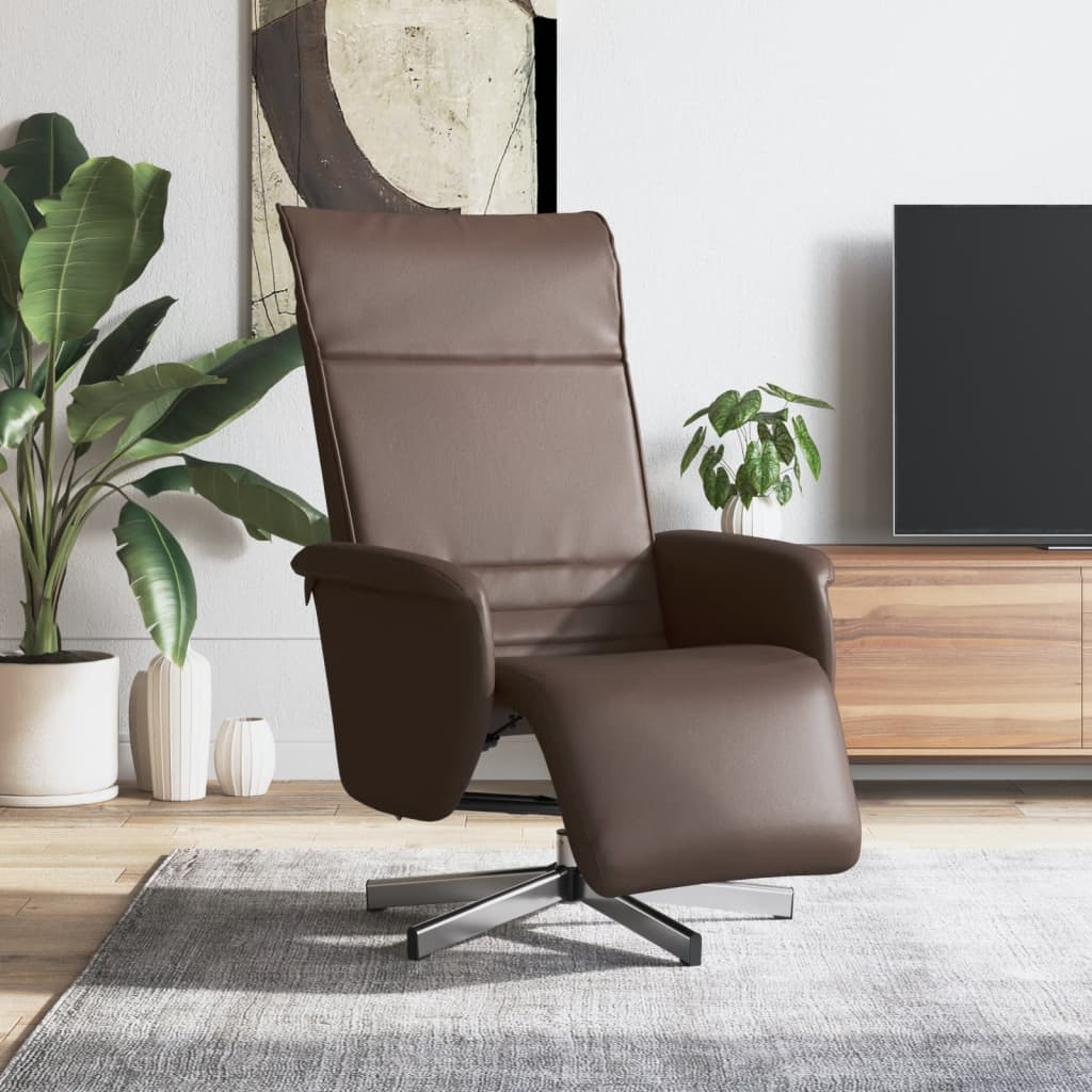 Fauteuil verstelbaar met voetensteun kunstleer bruin