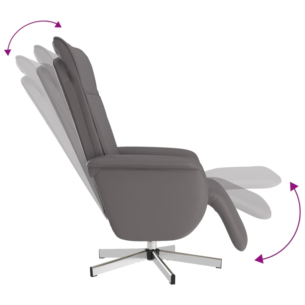Fauteuil verstelbaar met voetensteun kunstleer grijs