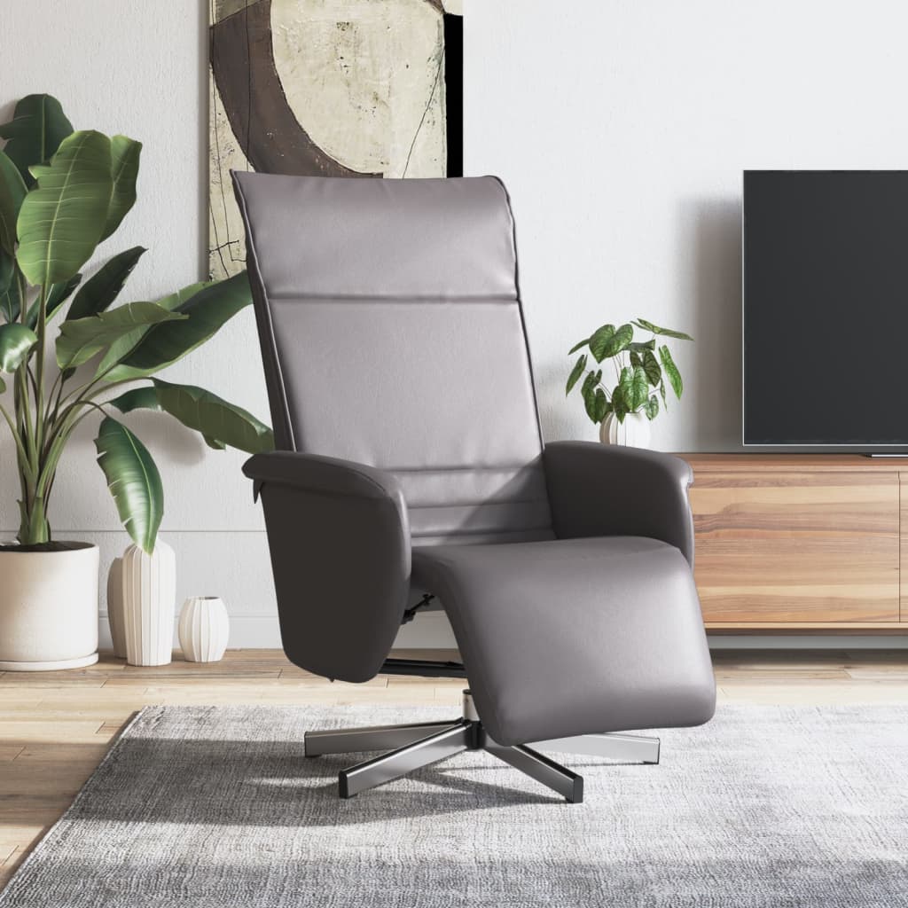 Fauteuil verstelbaar met voetensteun kunstleer grijs