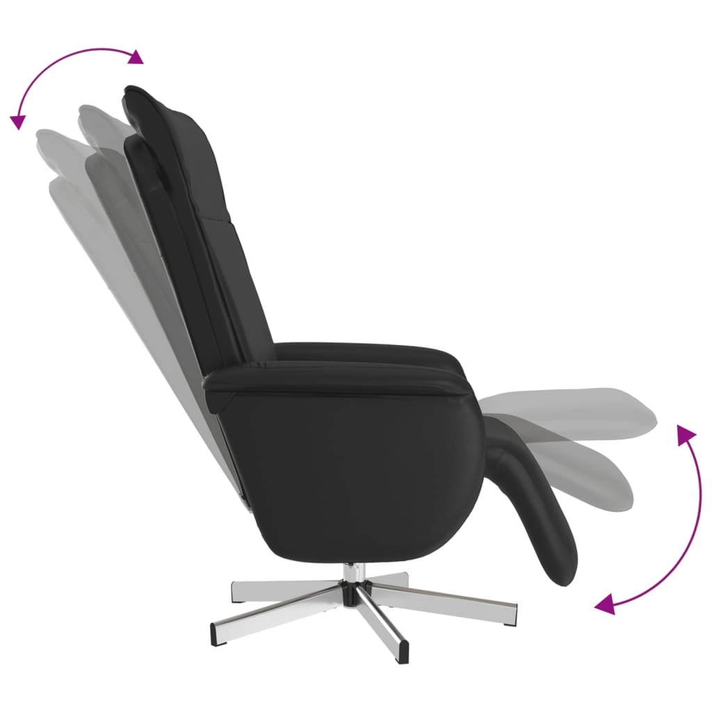 Fauteuil verstelbaar met voetensteun kunstleer zwart