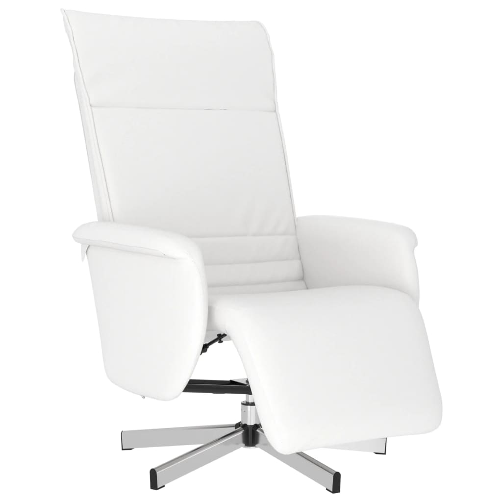 Fauteuil verstelbaar met voetensteun kunstleer wit