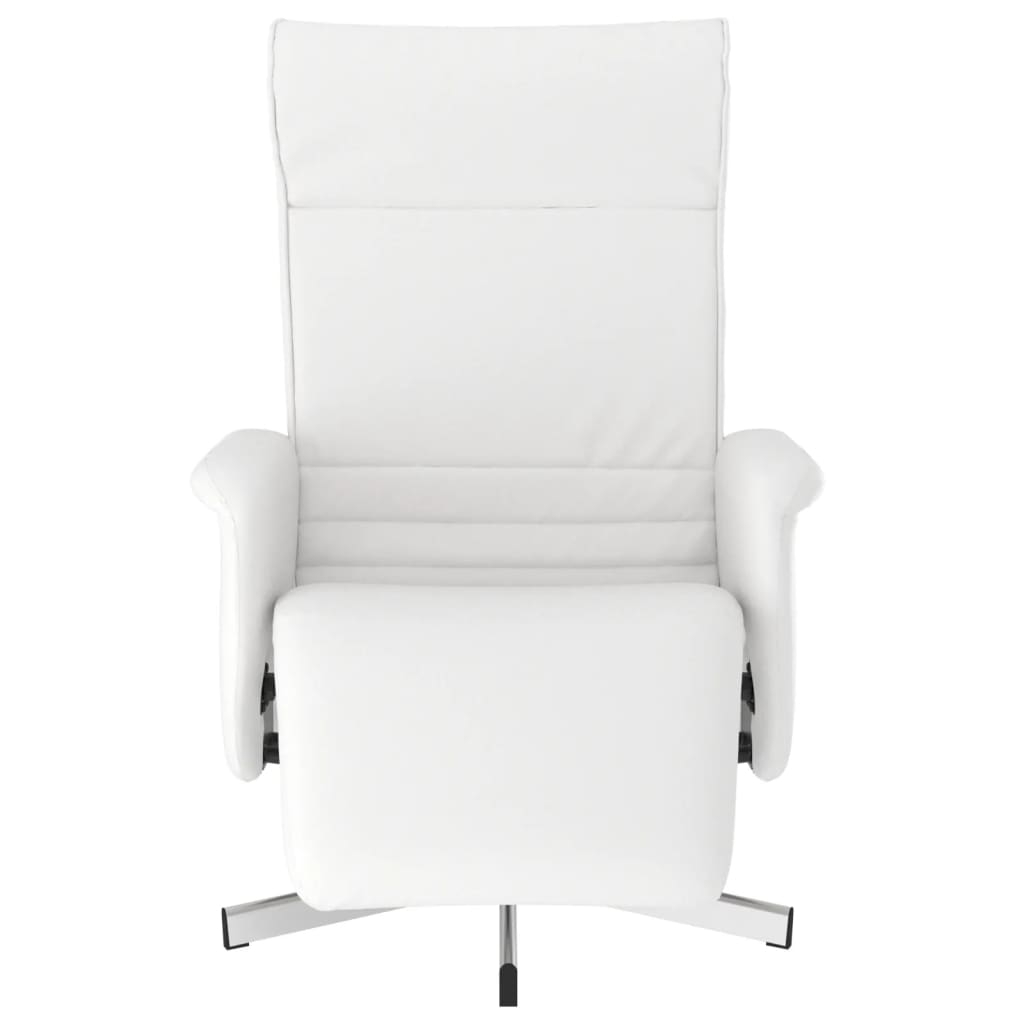 Fauteuil verstelbaar met voetensteun kunstleer wit