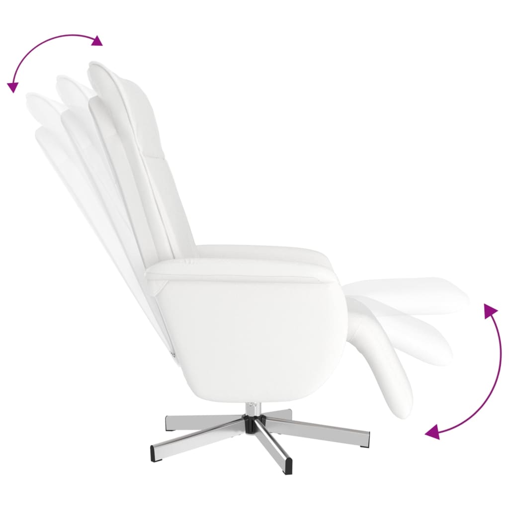 Fauteuil verstelbaar met voetensteun kunstleer wit