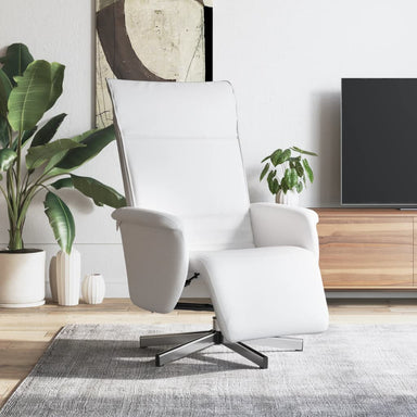 Fauteuil verstelbaar met voetensteun kunstleer wit