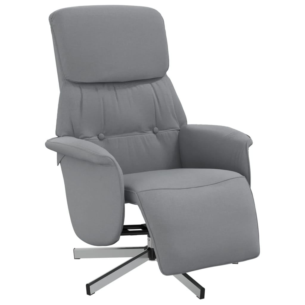 Fauteuil verstelbaar met voetensteun stof lichtgrijs