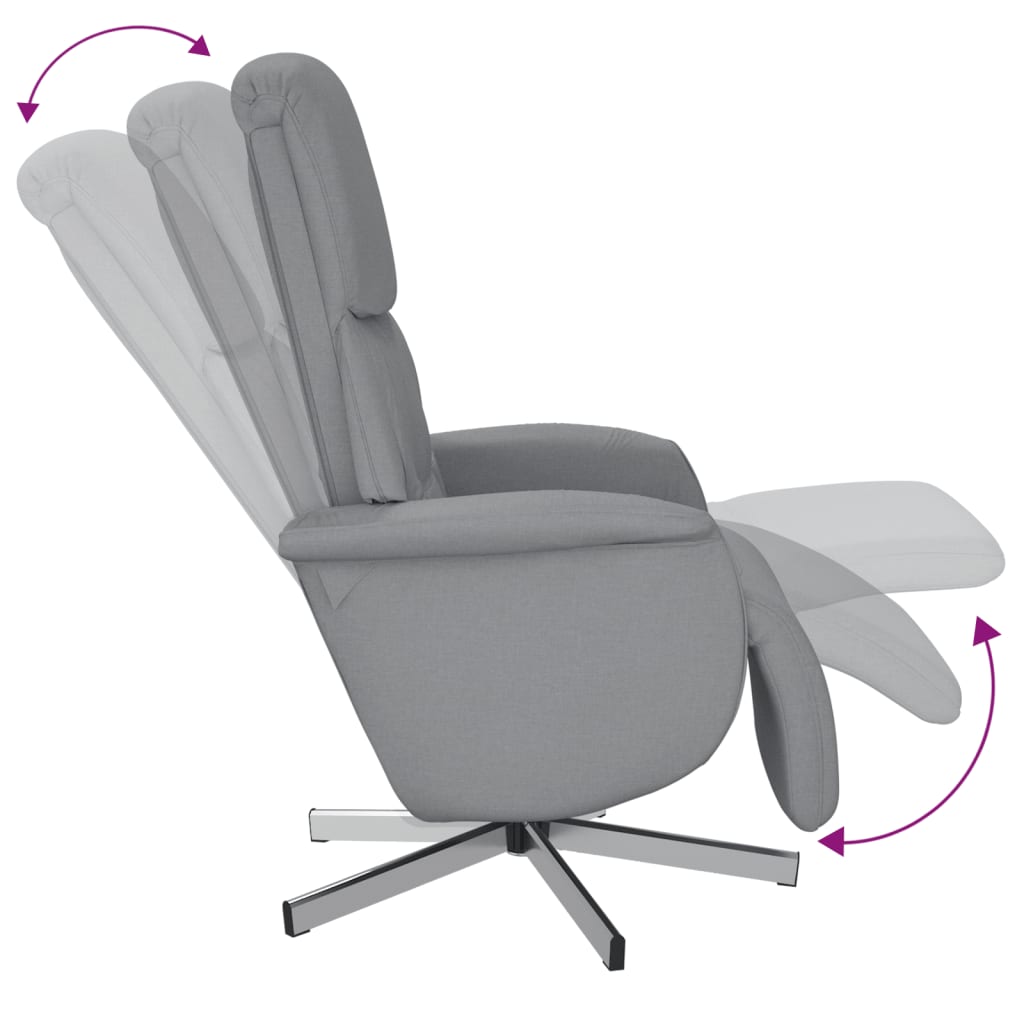 Fauteuil verstelbaar met voetensteun stof lichtgrijs