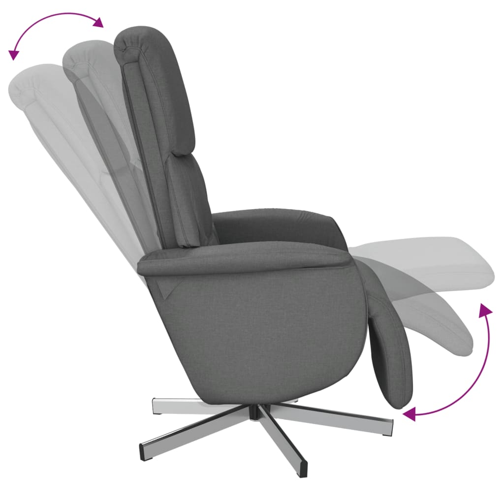 Fauteuil verstelbaar met voetensteun stof donkergrijs