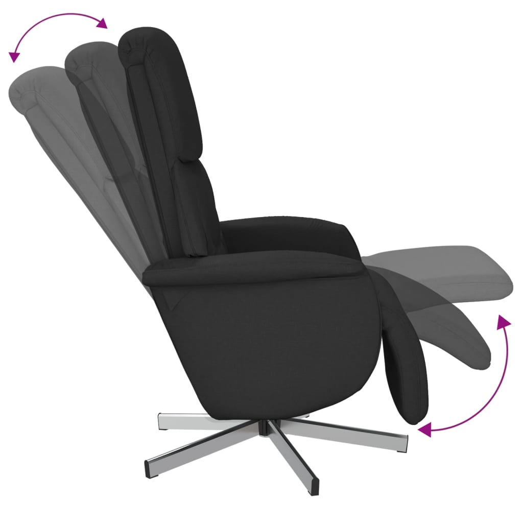 Fauteuil verstelbaar met voetensteun stof zwart