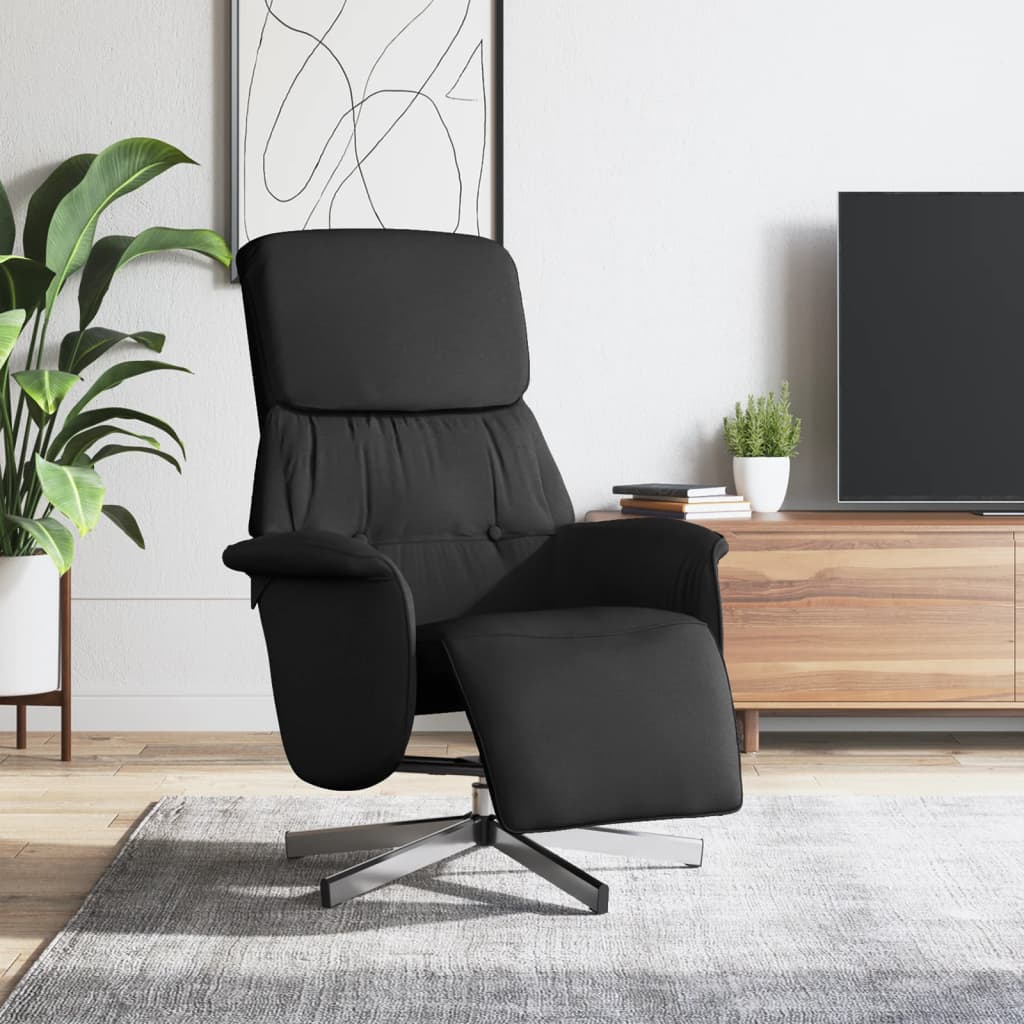 Fauteuil verstelbaar met voetensteun stof zwart
