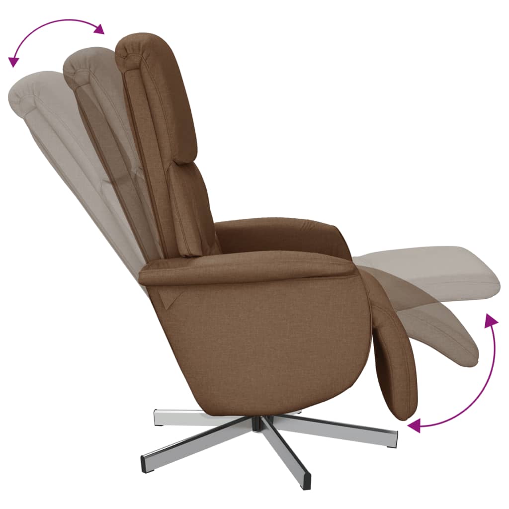 Fauteuil verstelbaar met voetensteun stof bruin