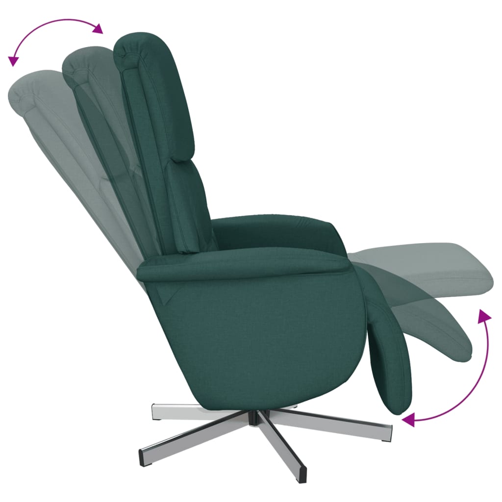 Fauteuil verstelbaar met voetensteun stof donkergroen