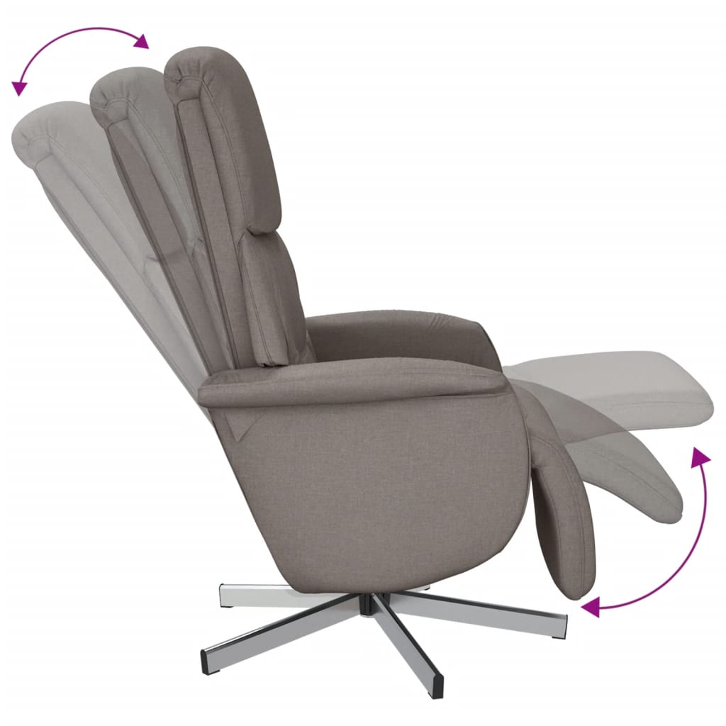 Fauteuil verstelbaar met voetensteun stof taupe