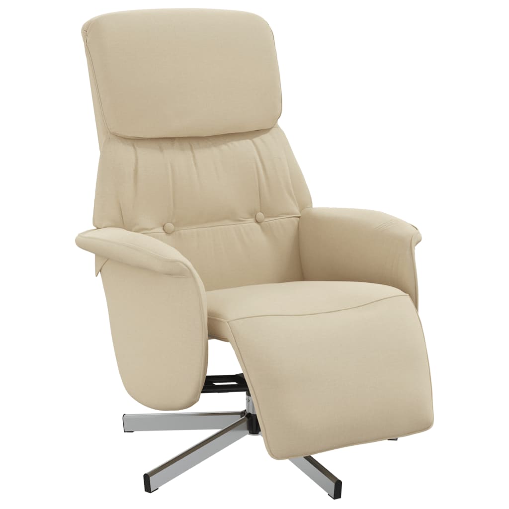 Fauteuil verstelbaar met voetensteun stof crèmekleurig
