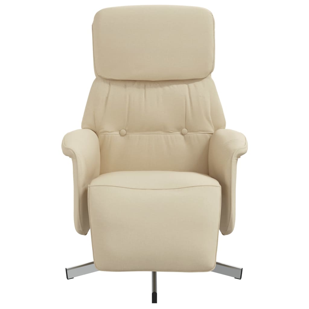 Fauteuil verstelbaar met voetensteun stof crèmekleurig