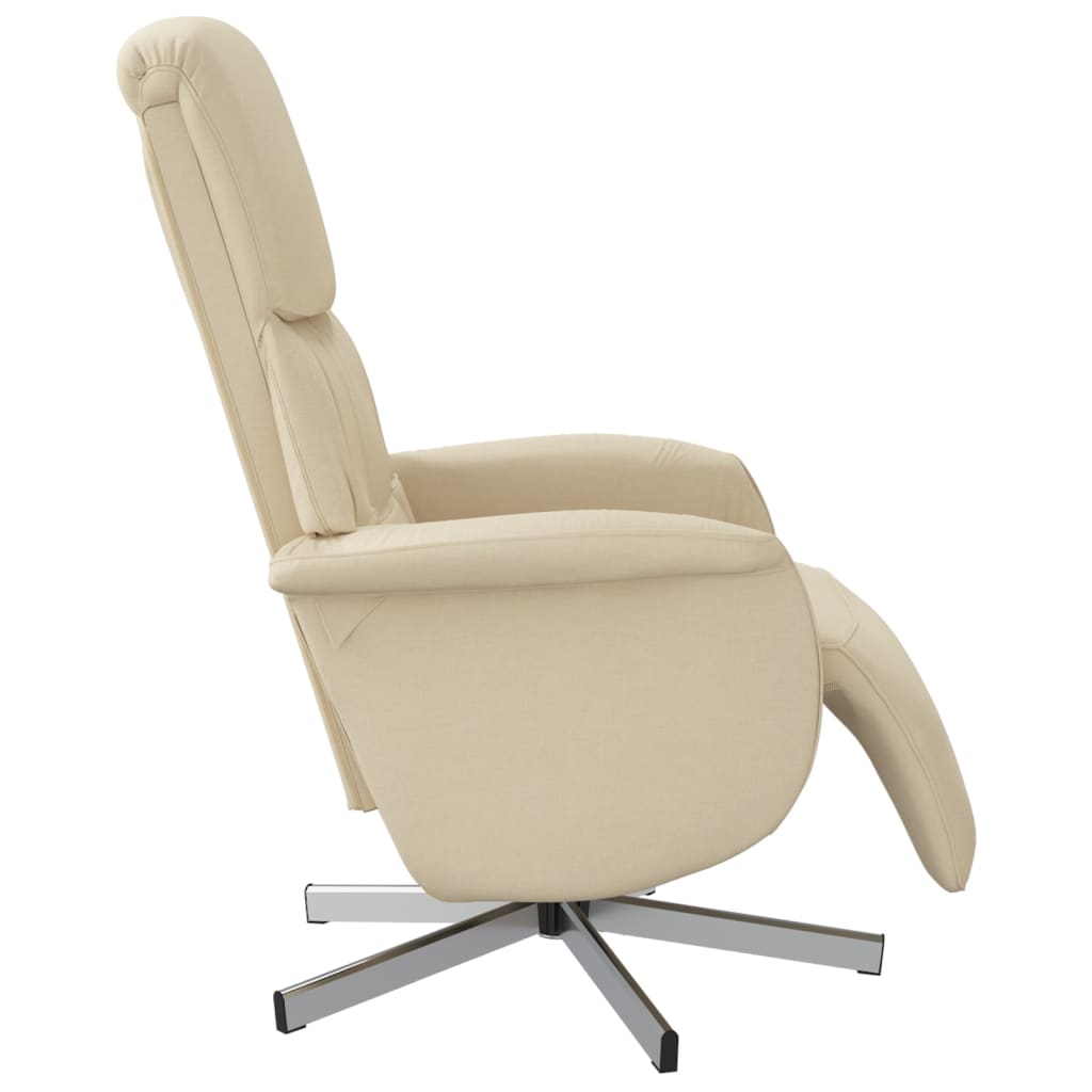 Fauteuil verstelbaar met voetensteun stof crèmekleurig