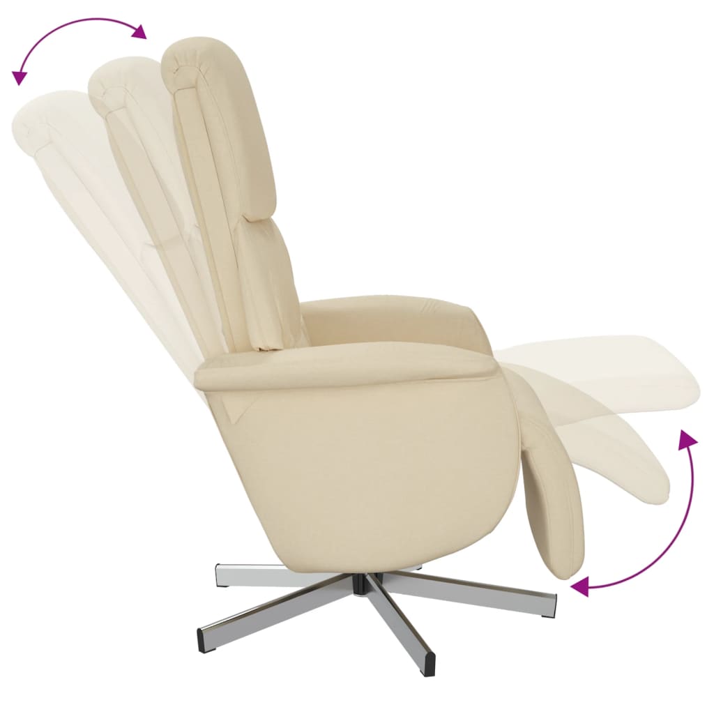 Fauteuil verstelbaar met voetensteun stof crèmekleurig