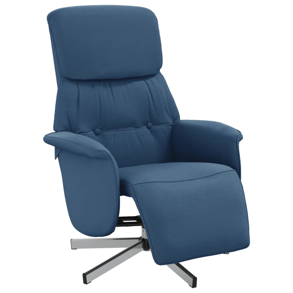 Fauteuil verstelbaar met voetensteun stof blauw