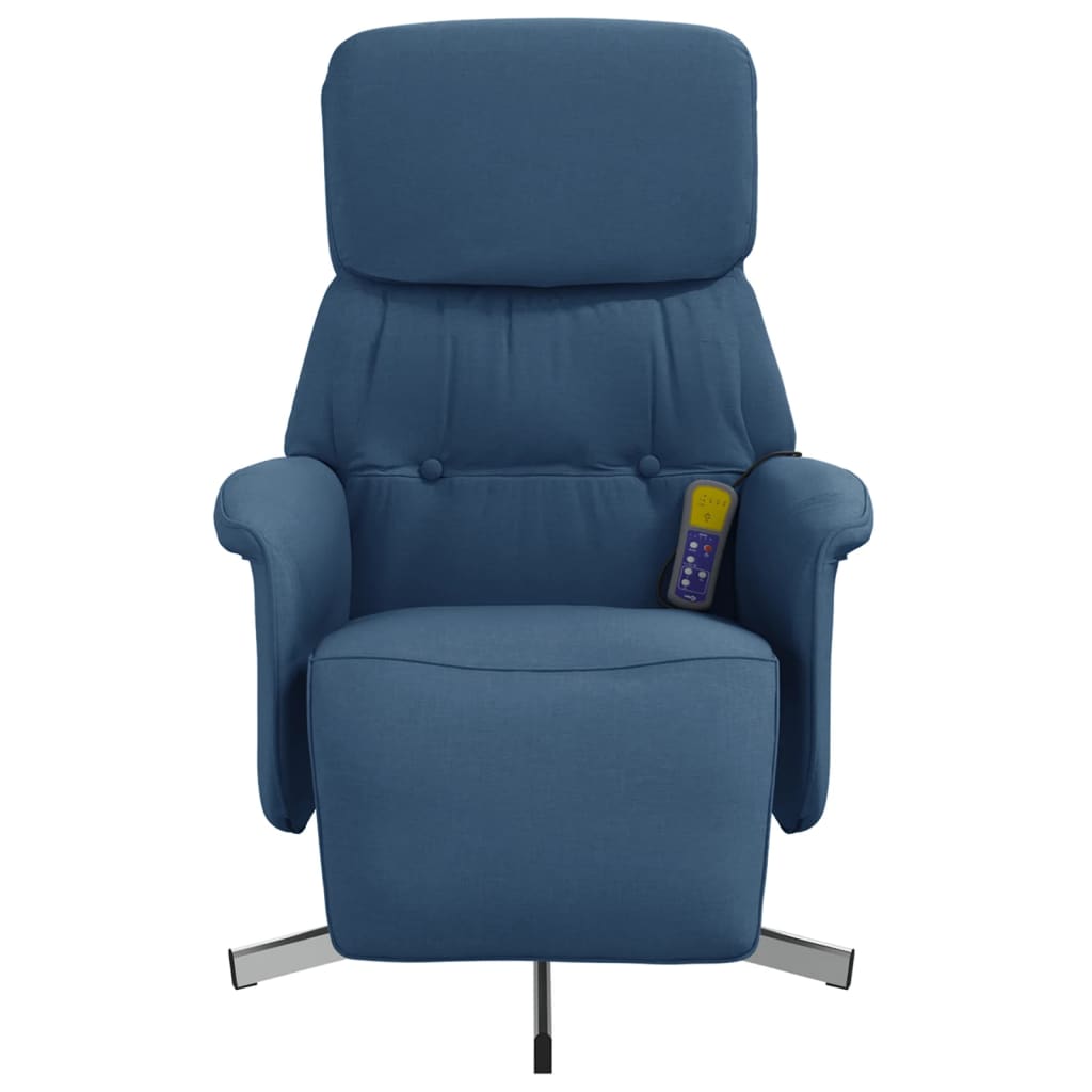 Massagestoel verstelbaar met voetensteun stof blauw