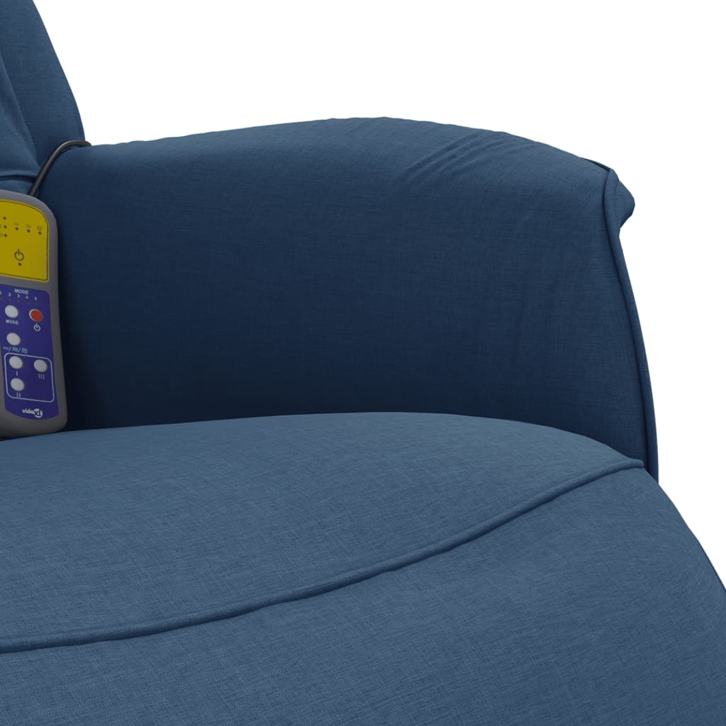 Massagestoel verstelbaar met voetensteun stof blauw