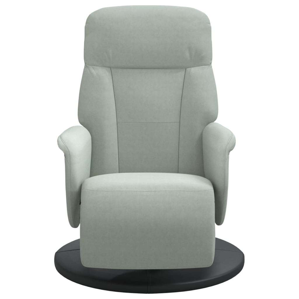 Fauteuil met voetensteun verstelbaar fluweel lichtgrijs