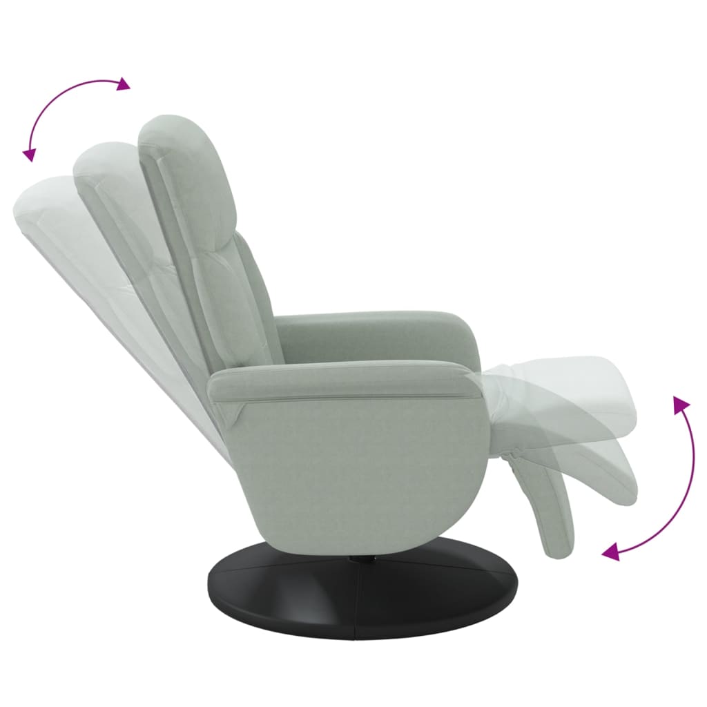 Fauteuil met voetensteun verstelbaar fluweel lichtgrijs