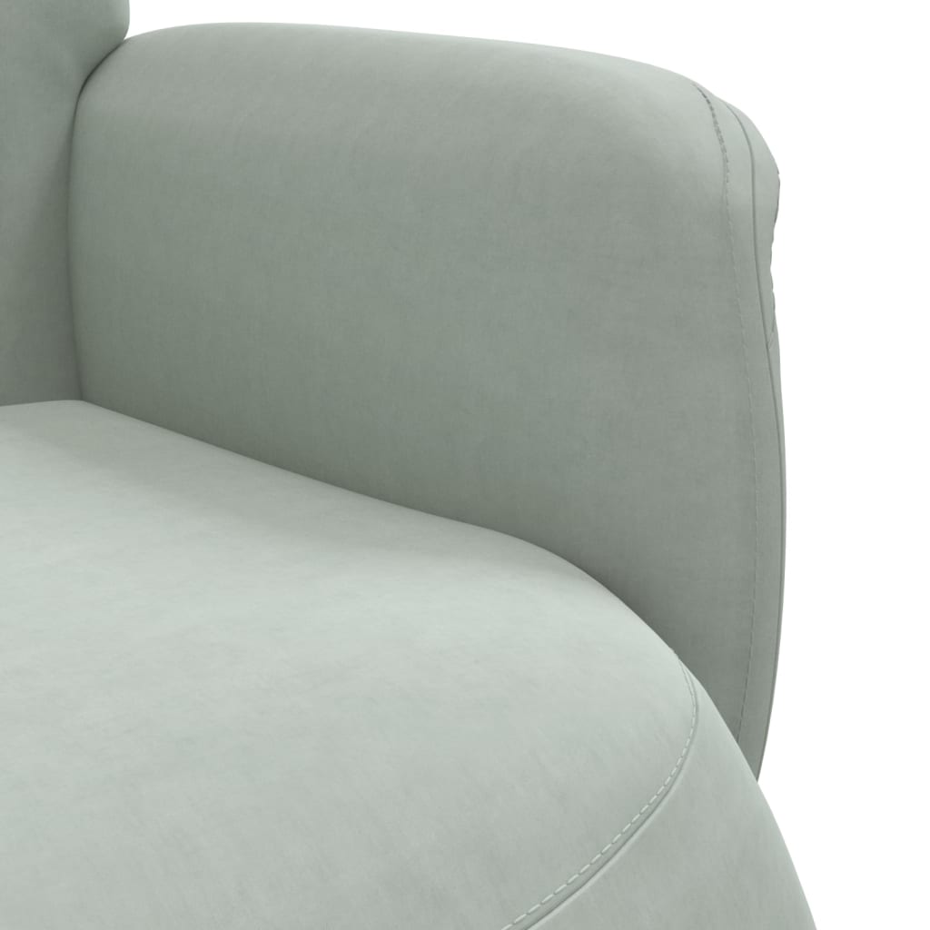 Fauteuil met voetensteun verstelbaar fluweel lichtgrijs