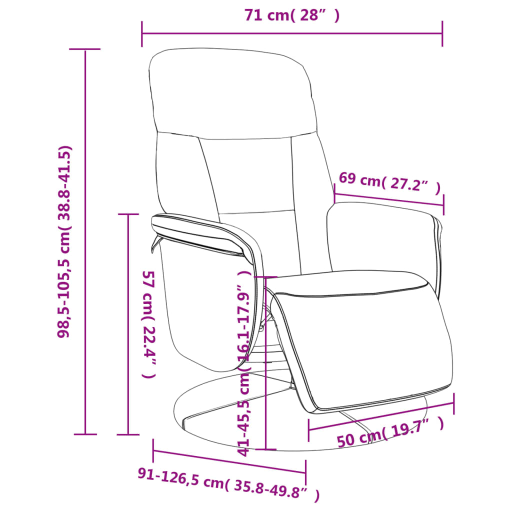 Fauteuil met voetensteun verstelbaar fluweel lichtgrijs