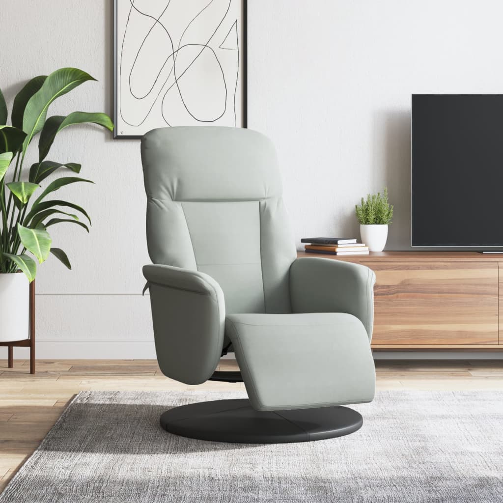 Fauteuil met voetensteun verstelbaar fluweel lichtgrijs