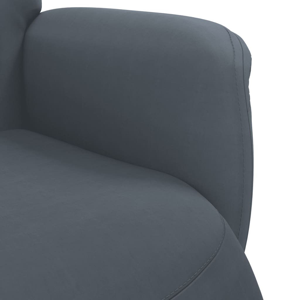 Fauteuil met voetensteun verstelbaar fluweel donkergrijs