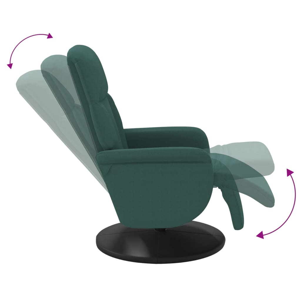 Verstelbare fauteuil met voetensteun fluweel donkergroen