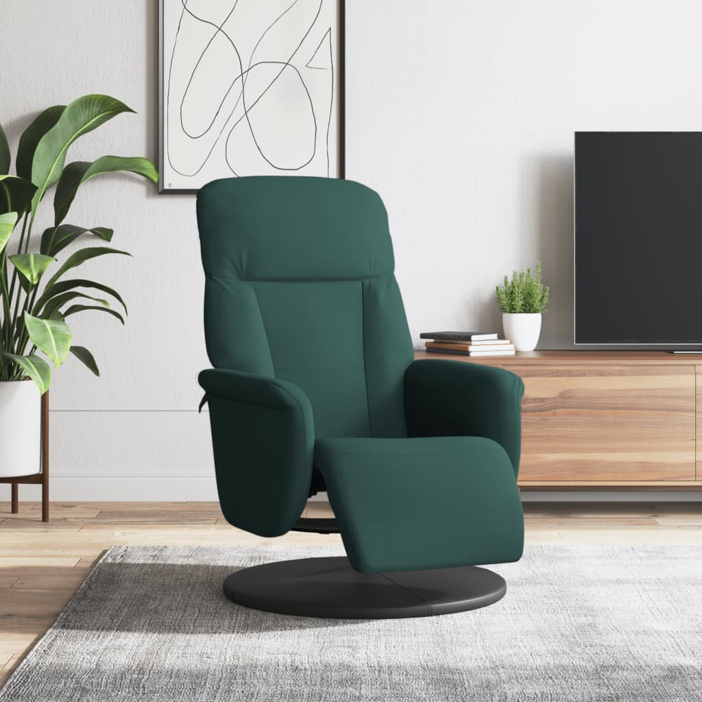 Verstelbare fauteuil met voetensteun fluweel donkergroen